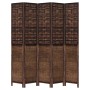 Biombo separador de 5 paneles madera paulownia marrón oscuro de , Divisores de ambientes - Ref: Foro24-358712, Precio: 169,10...
