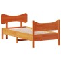 Estructura cama con cabecero madera pino marrón cera 90x200 cm de , Camas y somieres - Ref: Foro24-3216392, Precio: 160,57 €,...
