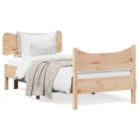 Estructura de cama con cabecero madera maciza pino 90x190 cm de , Camas y somieres - Ref: Foro24-3216402, Precio: 136,54 €, D...