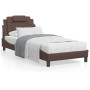 Estructura de cama con cabecero cuero sintético marrón 90x200cm de , Camas y somieres - Ref: Foro24-3208070, Precio: 133,87 €...