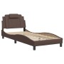 Estructura de cama con cabecero cuero sintético marrón 90x200cm de , Camas y somieres - Ref: Foro24-3208070, Precio: 133,87 €...