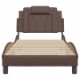 Estructura de cama con cabecero cuero sintético marrón 90x200cm de , Camas y somieres - Ref: Foro24-3208070, Precio: 133,87 €...