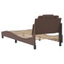 Estructura de cama con cabecero cuero sintético marrón 90x200cm de , Camas y somieres - Ref: Foro24-3208070, Precio: 133,87 €...