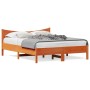 Estructura cama con cabecero madera pino marrón cera 160x200 cm de , Camas y somieres - Ref: Foro24-3216365, Precio: 202,14 €...
