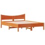Estructura cama con cabecero madera pino marrón cera 160x200 cm de , Camas y somieres - Ref: Foro24-3216365, Precio: 202,14 €...