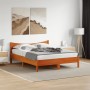 Estructura cama con cabecero madera pino marrón cera 160x200 cm de , Camas y somieres - Ref: Foro24-3216365, Precio: 202,14 €...