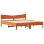 Estructura cama con cabecero madera pino marrón cera 200x200 cm de , Camas y somieres - Ref: Foro24-3216359, Precio: 220,07 €...