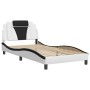 Estructura cama con LED cuero sintético blanco negro 100x200 cm de , Camas y somieres - Ref: Foro24-3214007, Precio: 152,86 €...