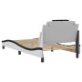 Estructura cama con LED cuero sintético blanco negro 100x200 cm de , Camas y somieres - Ref: Foro24-3214007, Precio: 152,86 €...