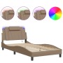 Estructura de cama con LED cuero sintético capuchino 100x200 cm de , Camas y somieres - Ref: Foro24-3214005, Precio: 149,05 €...