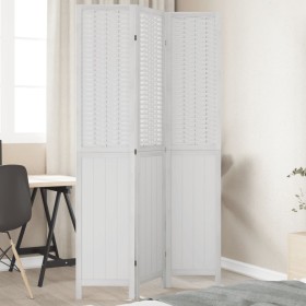 Biombo separador de 3 paneles madera maciza Paulownia blanco de , Divisores de ambientes - Ref: Foro24-358719, Precio: 103,30...