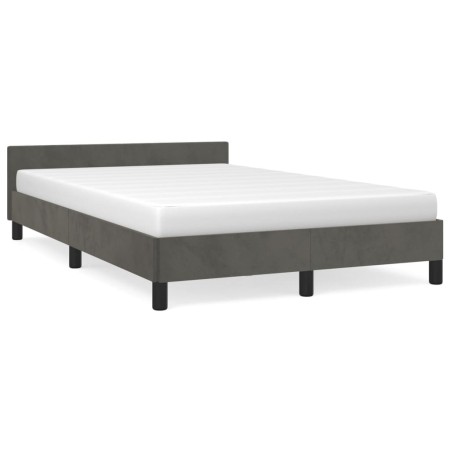 Estructura cama con cabecero terciopelo gris oscuro 120x190 cm de , Camas y somieres - Ref: Foro24-379548, Precio: 114,78 €, ...