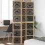 Biombo separador 3 paneles madera maciza Paulownia marrón negro de , Divisores de ambientes - Ref: Foro24-358799, Precio: 101...