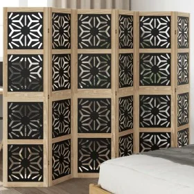 Biombo separador 6 paneles madera maciza Paulownia marrón negro de , Divisores de ambientes - Ref: Foro24-358809, Precio: 149...