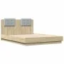 Estructura cama con cabecero luces LED roble Sonoma 120x190 cm de , Camas y somieres - Ref: Foro24-3210054, Precio: 175,90 €,...