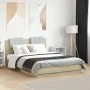Estructura cama con cabecero luces LED roble Sonoma 120x190 cm de , Camas y somieres - Ref: Foro24-3210054, Precio: 175,90 €,...