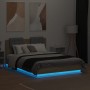 Estructura cama con cabecero luces LED roble Sonoma 120x190 cm de , Camas y somieres - Ref: Foro24-3210054, Precio: 177,08 €,...
