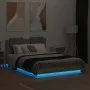 Estructura cama con cabecero luces LED roble Sonoma 120x190 cm de , Camas y somieres - Ref: Foro24-3210054, Precio: 175,90 €,...