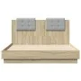 Estructura cama con cabecero luces LED roble Sonoma 120x190 cm de , Camas y somieres - Ref: Foro24-3210054, Precio: 175,90 €,...
