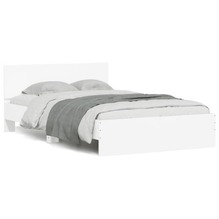 Estructura de cama con cabecero y luces LED blanco 135x190 cm de , Camas y somieres - Ref: Foro24-3207630, Precio: 148,39 €, ...