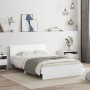 Estructura de cama con cabecero y luces LED blanco 135x190 cm de , Camas y somieres - Ref: Foro24-3207630, Precio: 148,39 €, ...