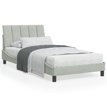 Estructura de cama con cabecero terciopelo gris claro 100x200cm de , Camas y somieres - Ref: Foro24-3207831, Precio: 141,09 €...