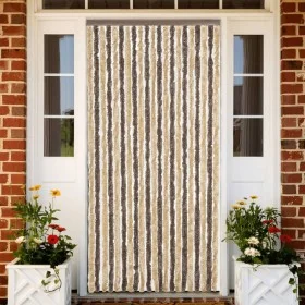 Cortina antimoscas chenilla marrón oscuro y beige 56x185 cm de , Mosquiteras para ventanas - Ref: Foro24-377353, Precio: 41,6...