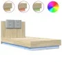 Bed frame headboard LED lights Sonoma oak 75x190 cm by , Beds and slatted bases - Ref: Foro24-3210068, Price: 154,63 €, Disco...