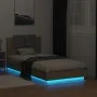 Bed frame headboard LED lights Sonoma oak 75x190 cm by , Beds and slatted bases - Ref: Foro24-3210068, Price: 154,63 €, Disco...