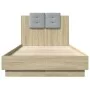 Bed frame headboard LED lights Sonoma oak 75x190 cm by , Beds and slatted bases - Ref: Foro24-3210068, Price: 154,63 €, Disco...