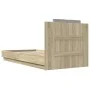 Bed frame headboard LED lights Sonoma oak 75x190 cm by , Beds and slatted bases - Ref: Foro24-3210068, Price: 154,63 €, Disco...