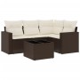 Set comedor de jardín 5 piezas y cojines ratán sintético marrón en Conjuntos de jardín | Comprar online en Foru.es