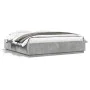 Estructura cama con luces LED madera gris hormigón 200x200 cm de , Camas y somieres - Ref: Foro24-3209586, Precio: 187,24 €, ...