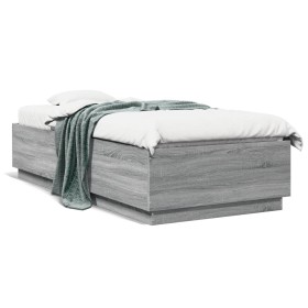 Estructura de cama con luces LED madera gris Sonoma 90x200 cm de , Camas y somieres - Ref: Foro24-3209637, Precio: 139,53 €, ...