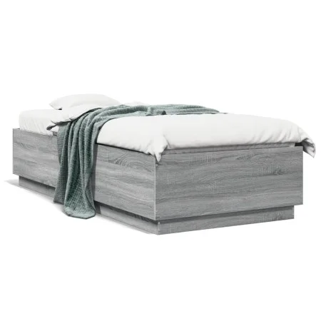 Estructura de cama con luces LED madera gris Sonoma 90x200 cm de , Camas y somieres - Ref: Foro24-3209637, Precio: 137,82 €, ...