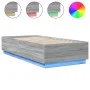 Estructura de cama con luces LED madera gris Sonoma 90x200 cm de , Camas y somieres - Ref: Foro24-3209637, Precio: 137,82 €, ...
