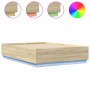Estructura cama con luces LED madera roble Sonoma 160x200 cm de , Camas y somieres - Ref: Foro24-3209599, Precio: 174,22 €, D...