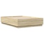 Estructura cama con luces LED madera roble Sonoma 160x200 cm de , Camas y somieres - Ref: Foro24-3209599, Precio: 174,22 €, D...