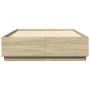 Estructura cama con luces LED madera roble Sonoma 160x200 cm de , Camas y somieres - Ref: Foro24-3209599, Precio: 174,22 €, D...