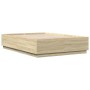 Estructura cama con luces LED madera roble Sonoma 160x200 cm de , Camas y somieres - Ref: Foro24-3209599, Precio: 174,22 €, D...