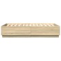 Estructura cama con luces LED madera roble Sonoma 160x200 cm de , Camas y somieres - Ref: Foro24-3209599, Precio: 174,22 €, D...