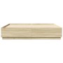 Estructura cama con luces LED madera roble Sonoma 180x200 cm de , Camas y somieres - Ref: Foro24-3209592, Precio: 181,14 €, D...
