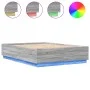 Estructura cama con luces LED madera gris Sonoma 120x200 cm de , Camas y somieres - Ref: Foro24-3209623, Precio: 167,05 €, De...