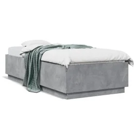 Estructura cama con luces LED madera gris hormigón 100x200 cm de , Camas y somieres - Ref: Foro24-3209628, Precio: 132,00 €, ...