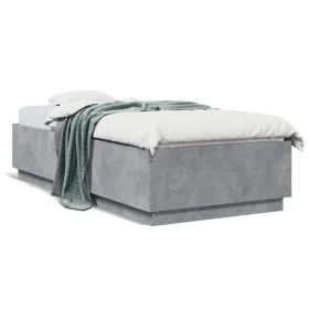 Estructura de cama con luces LED madera gris hormigón 90x200 cm de , Camas y somieres - Ref: Foro24-3209635, Precio: 132,92 €...