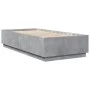 Concrete gray wood bed frame with LED lights 90x200 cm by , Beds and slatted bases - Ref: Foro24-3209635, Price: 132,92 €, Di...