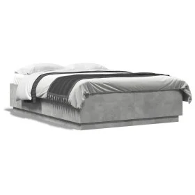 Estructura cama con luces LED madera gris hormigón 160x200 cm de , Camas y somieres - Ref: Foro24-3209600, Precio: 192,97 €, ...