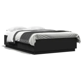 Estructura de cama madera de ingeniería negra 150x200 cm de , Camas y somieres - Ref: Foro24-3209696, Precio: 156,09 €, Descu...