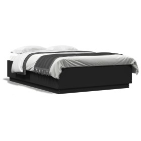 Estructura de cama madera de ingeniería negra 150x200 cm de , Camas y somieres - Ref: Foro24-3209696, Precio: 157,99 €, Descu...