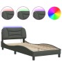 Estructura de cama con luces LED tela gris oscuro 90x200 cm de , Camas y somieres - Ref: Foro24-3213677, Precio: 159,05 €, De...